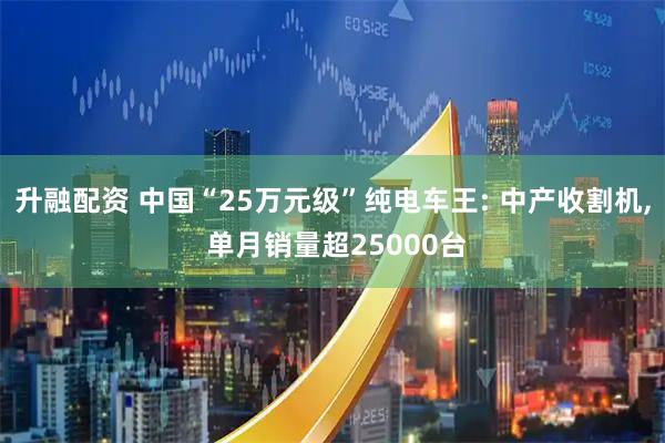 升融配资 中国“25万元级”纯电车王: 中产收割机, 单月销量超25000台